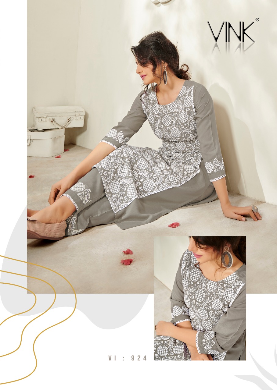 vink lucknowi vol 3 rayon attractive lucknowi work kurta with pant