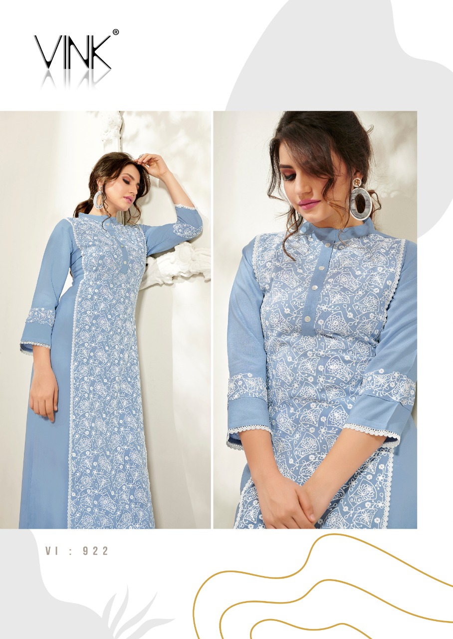 vink lucknowi vol 3 rayon attractive lucknowi work kurta with pant