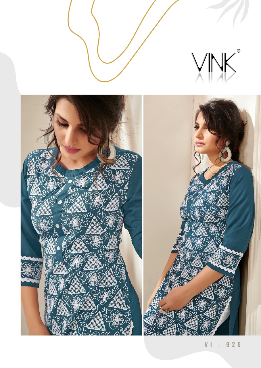 vink lucknowi vol 3 rayon attractive lucknowi work kurta with pant