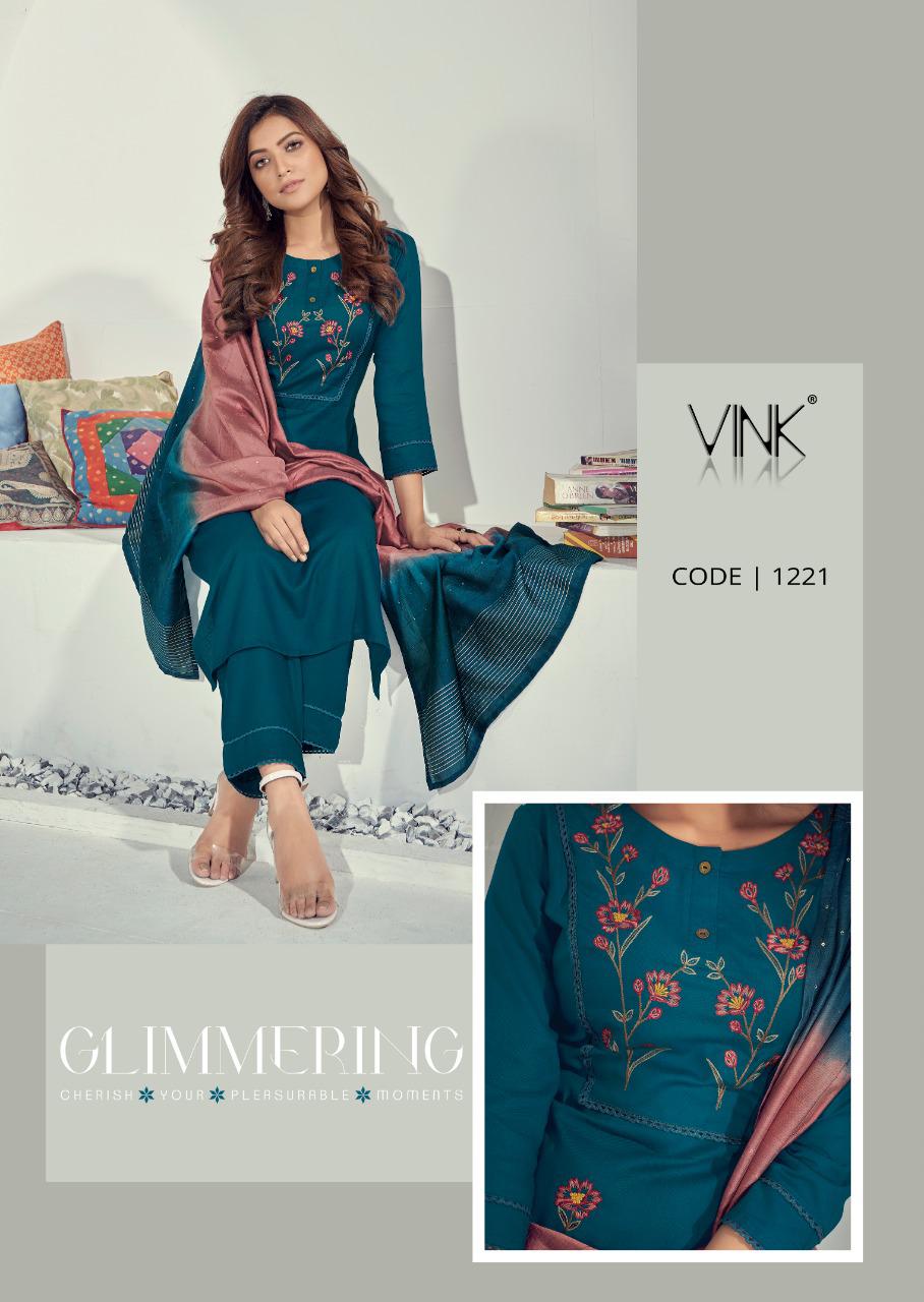 vink prizma rayon astonishing look kurti pant with dupatta catalog