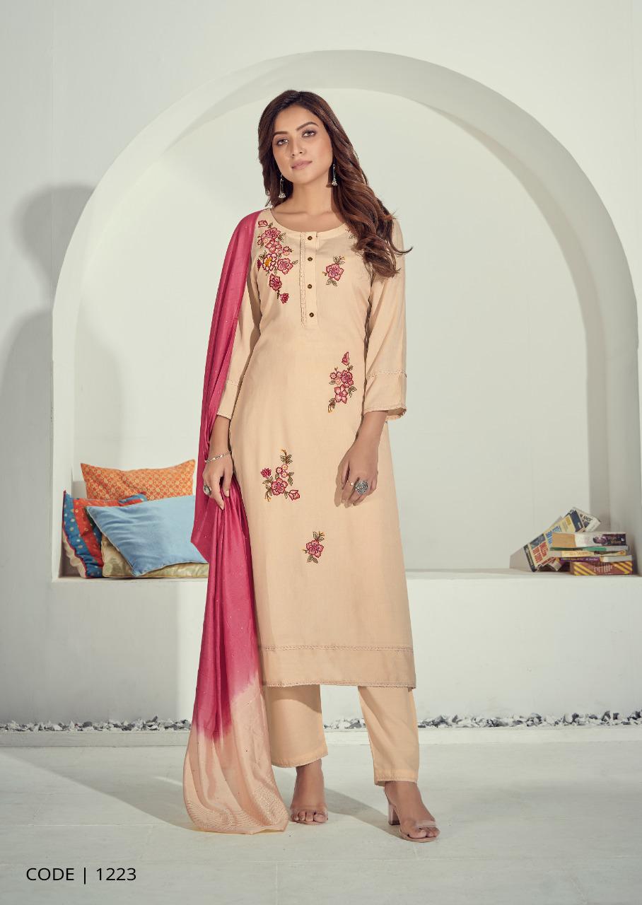 vink prizma rayon astonishing look kurti pant with dupatta catalog