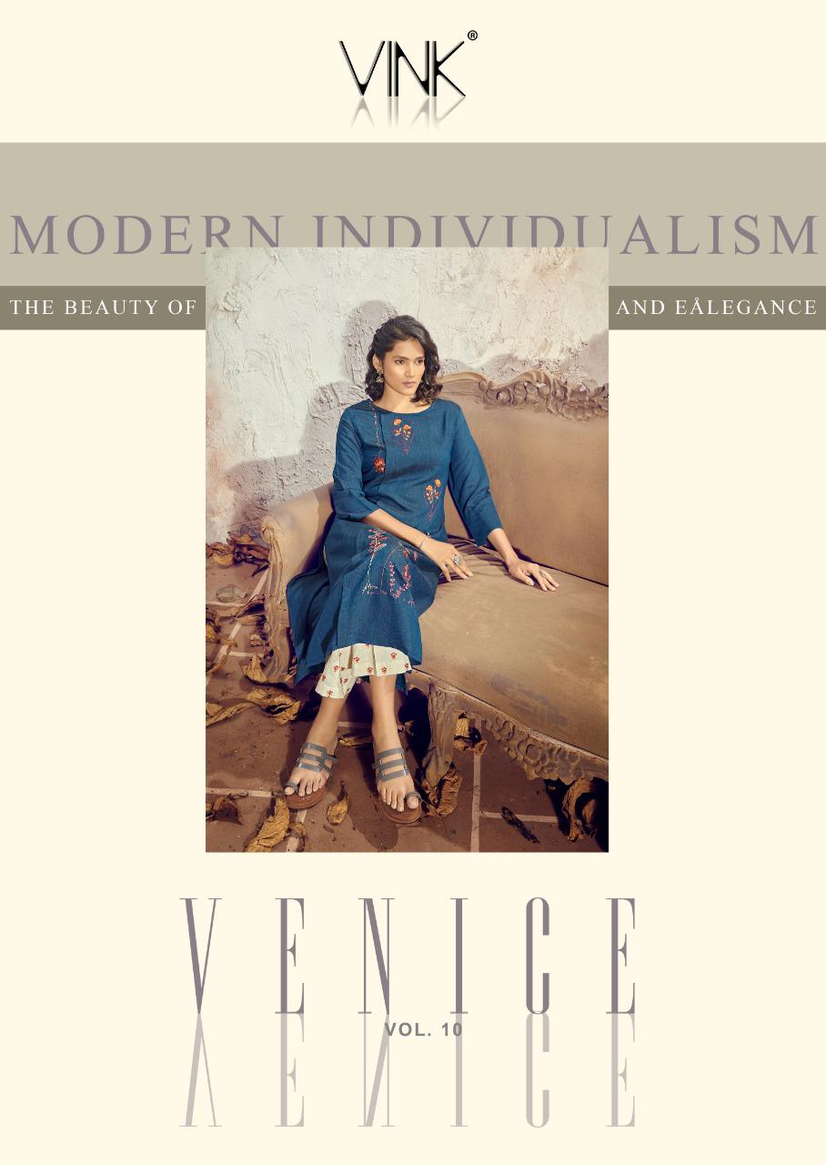 vink venice vol 10 viscose new and modern style kurti with pants catalog