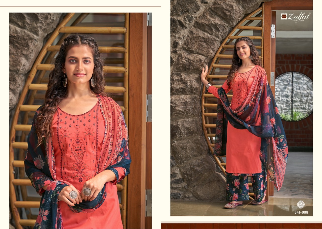 zulfat designer mohini  cotton  exclusive look salwae suit catalog