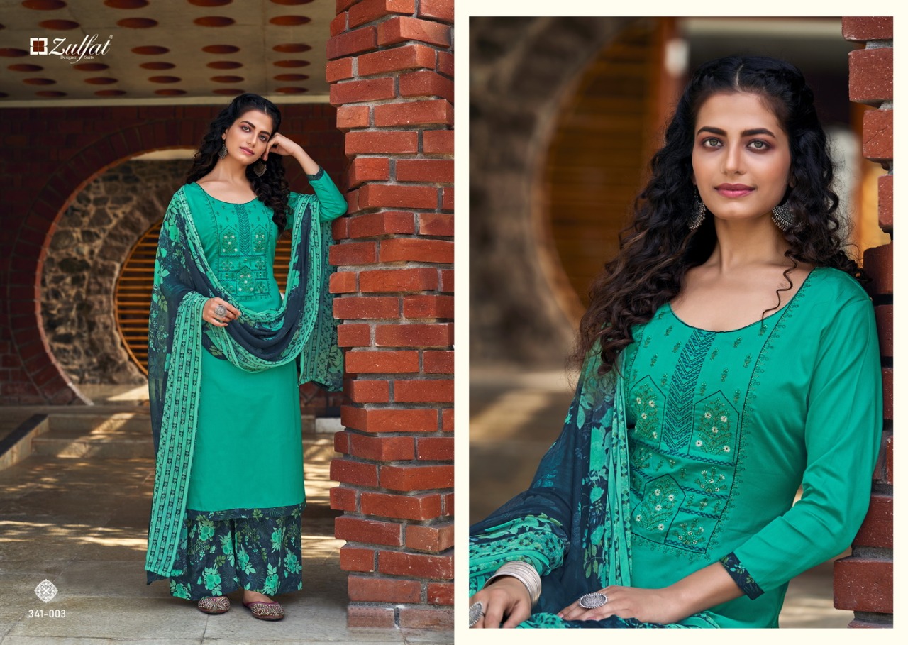 zulfat designer mohini  cotton  exclusive look salwae suit catalog