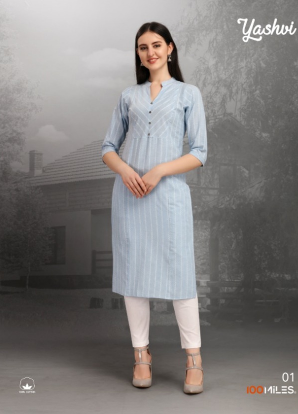 100 miiles yashvi cotton authentic fabric kurti catalog