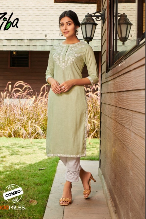 100 miiles ziba cotton linen exclusive look kurti with pant catalog