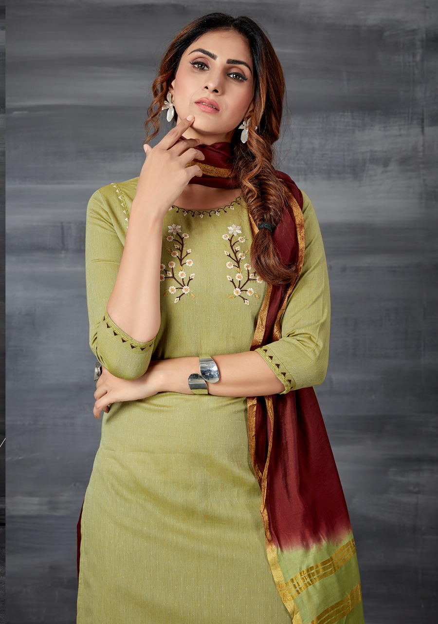 7 pearls iris cotton astonishing kurti with bottom and dupatta catalog