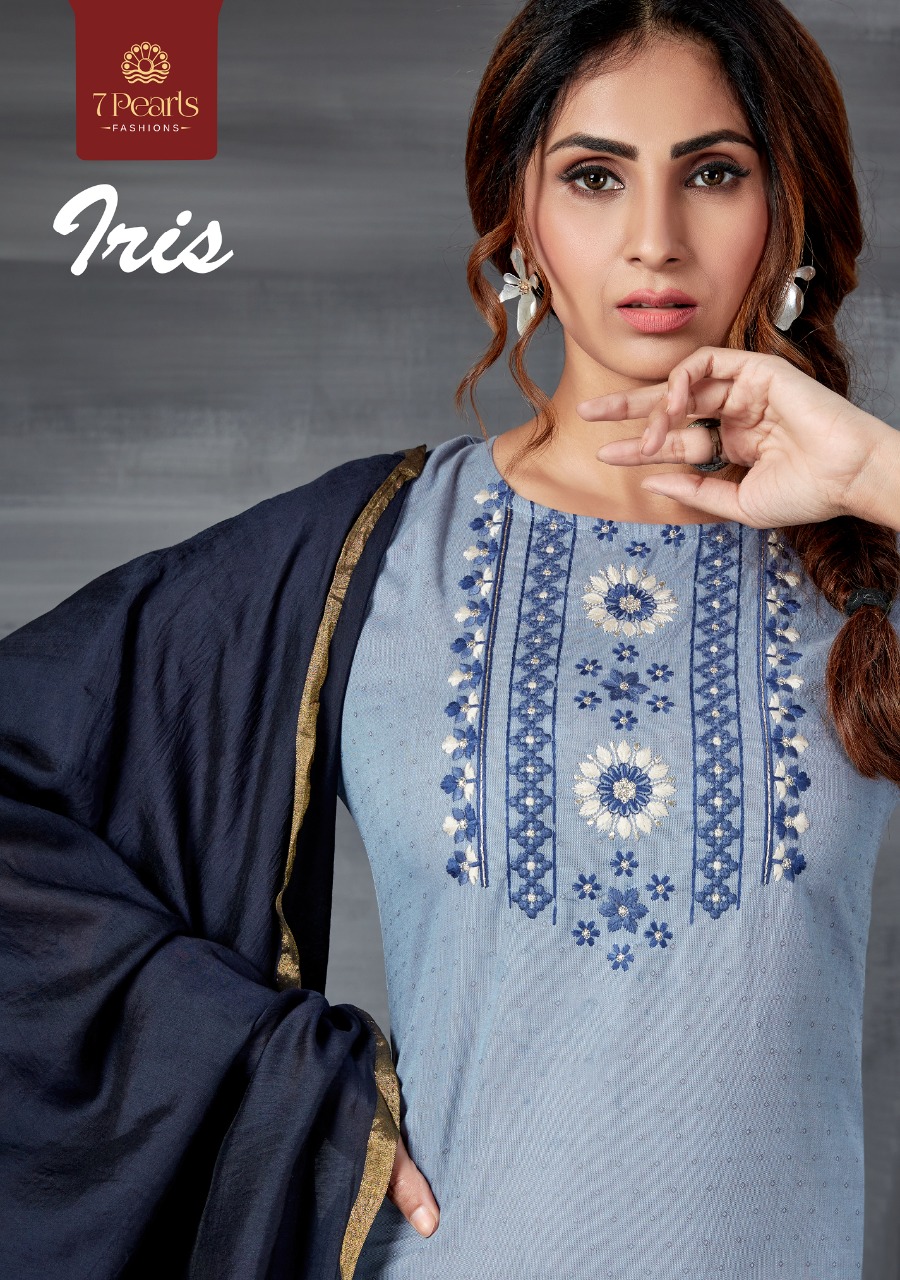 7 pearls iris cotton astonishing kurti with bottom and dupatta catalog