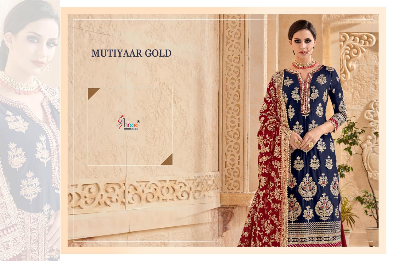 shree fabs mutiyaar gold georgette regal look Duppatta Pure Chinon salwar suit catalog