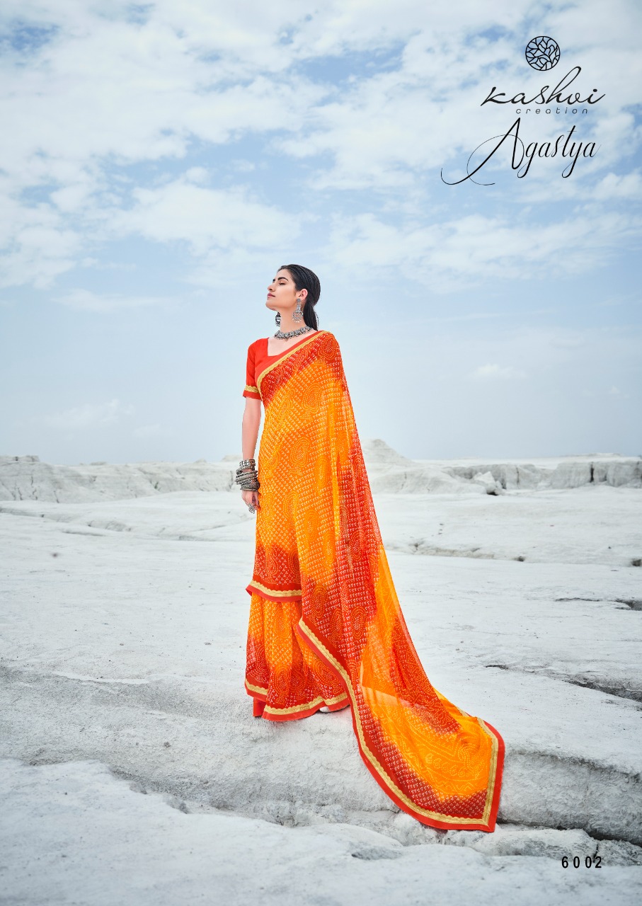 lt kashvi creation agastya georgget elegant print saree catalog