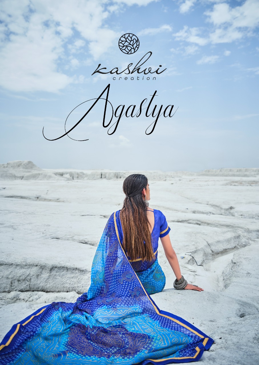 lt kashvi creation agastya georgget elegant print saree catalog