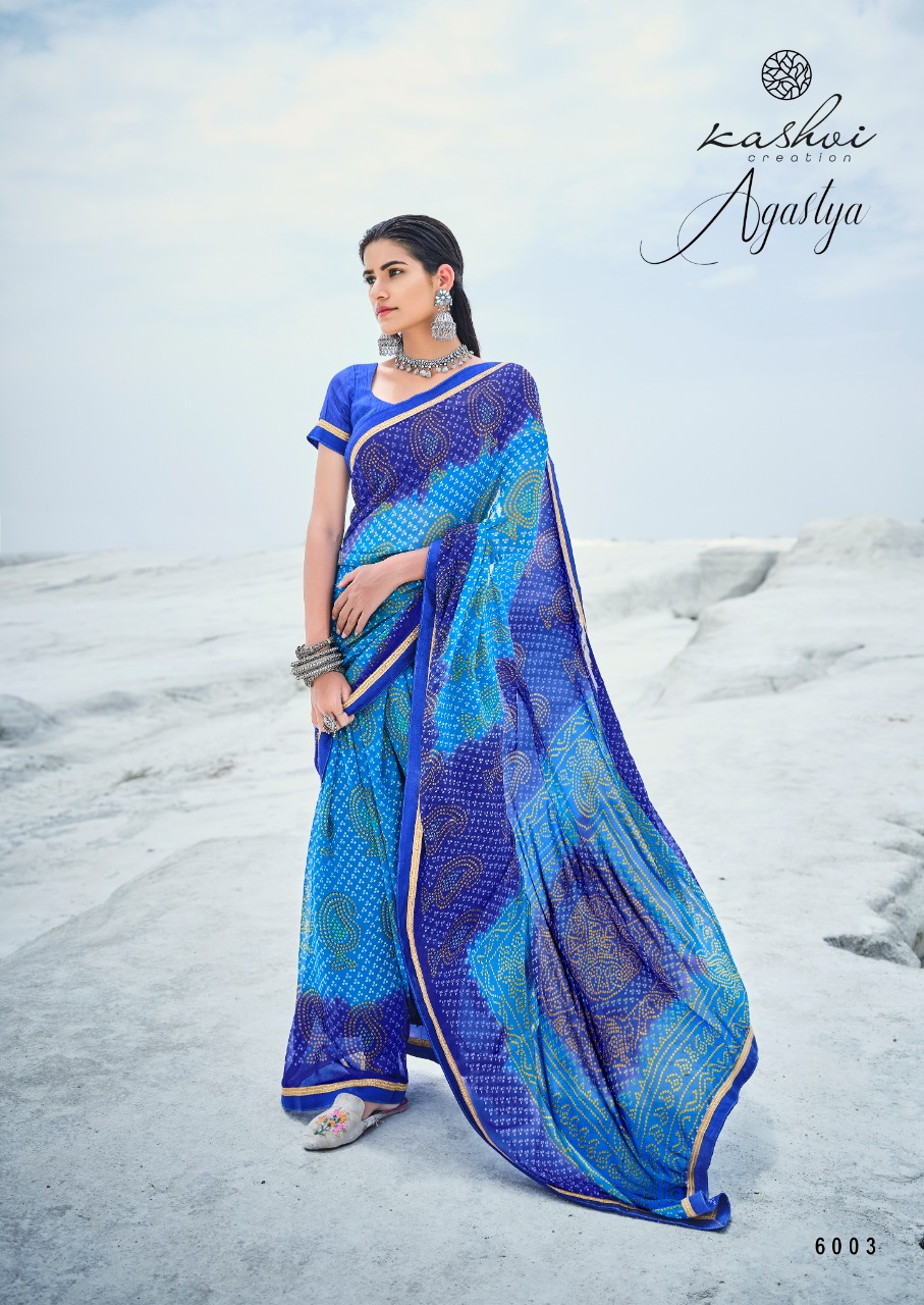 lt kashvi creation agastya georgget elegant print saree catalog