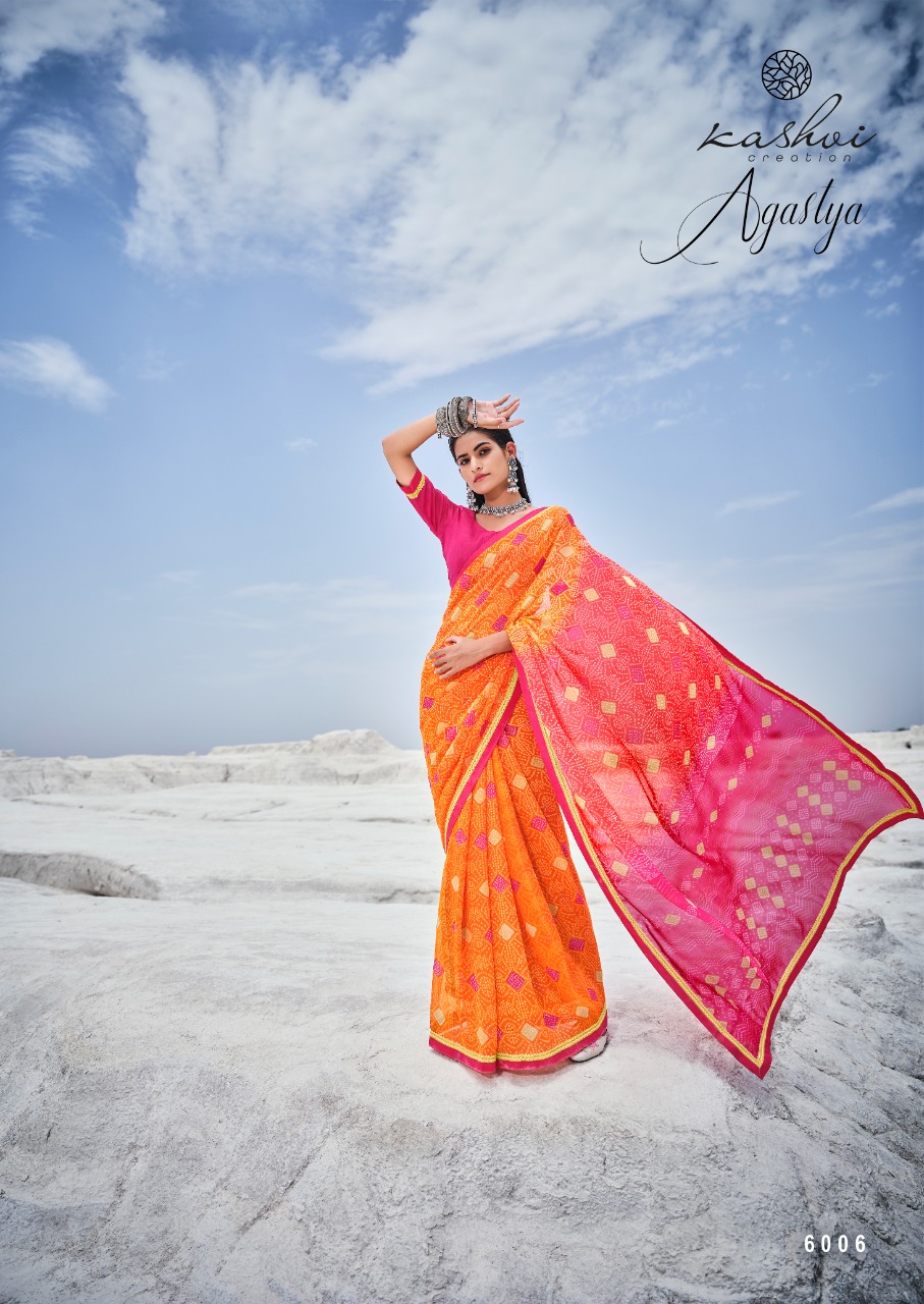 lt kashvi creation agastya georgget elegant print saree catalog