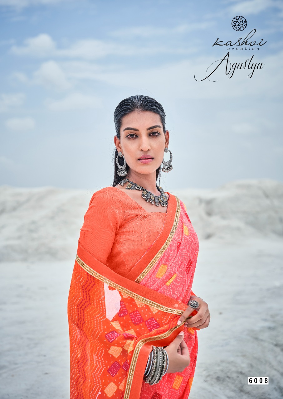 lt kashvi creation agastya georgget elegant print saree catalog