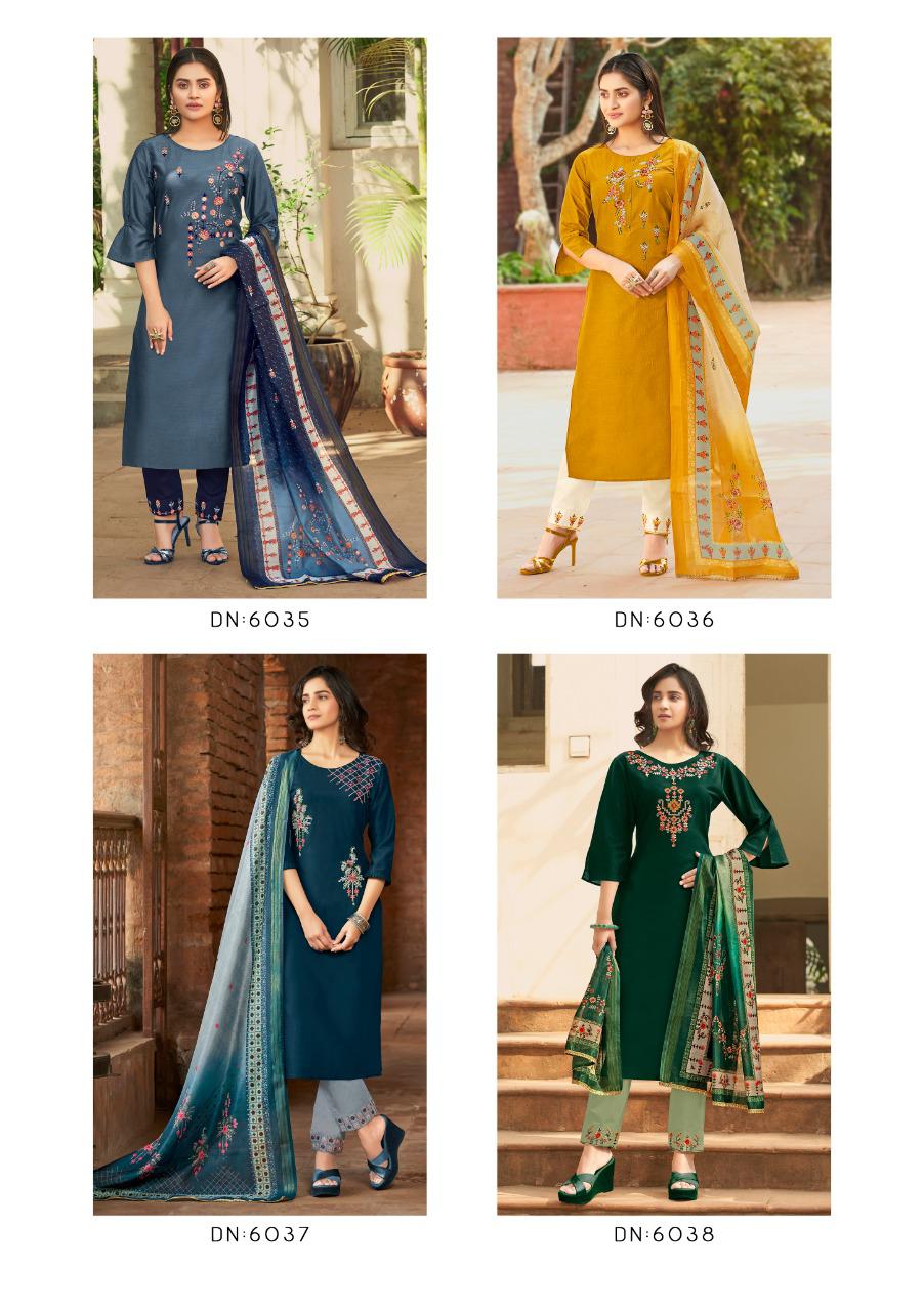 lily and lali monalisa 3 bemberg silk astonish style kurti pant with dupatta catalog