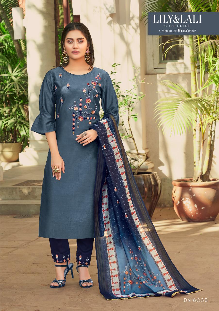 lily and lali monalisa 3 bemberg silk astonish style kurti pant with dupatta catalog