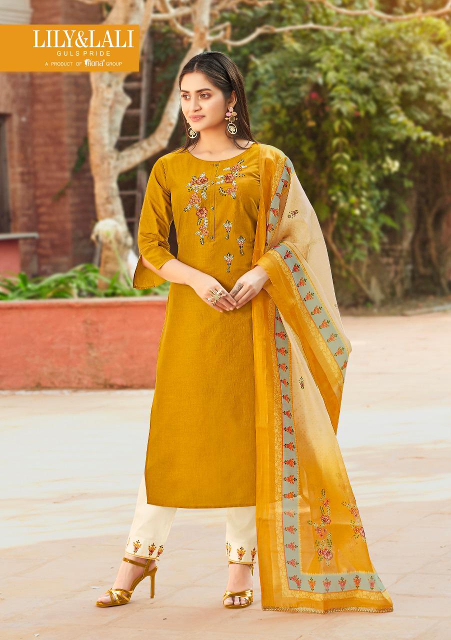 lily and lali monalisa 3 bemberg silk astonish style kurti pant with dupatta catalog