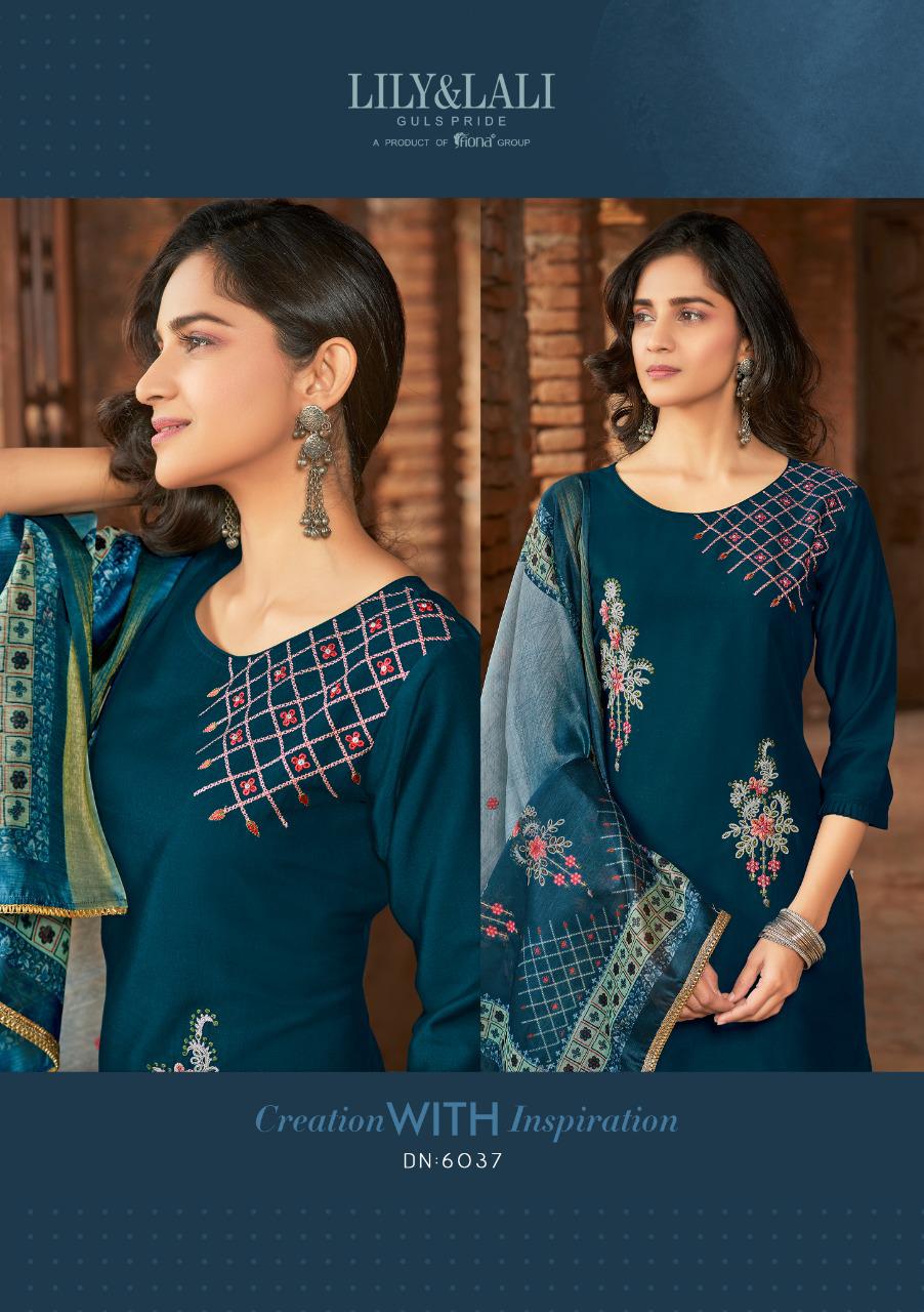 lily and lali monalisa 3 bemberg silk astonish style kurti pant with dupatta catalog