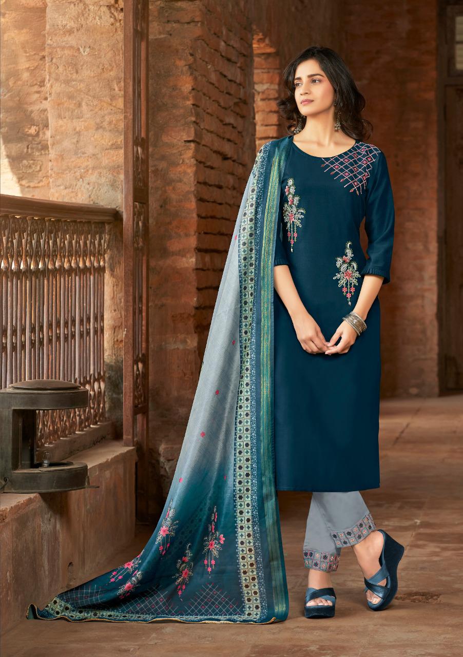 lily and lali monalisa 3 bemberg silk astonish style kurti pant with dupatta catalog