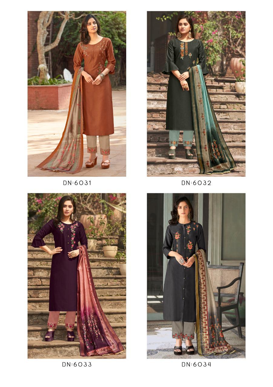 lily and lali monalisa 3 bemberg silk astonish style kurti pant with dupatta catalog