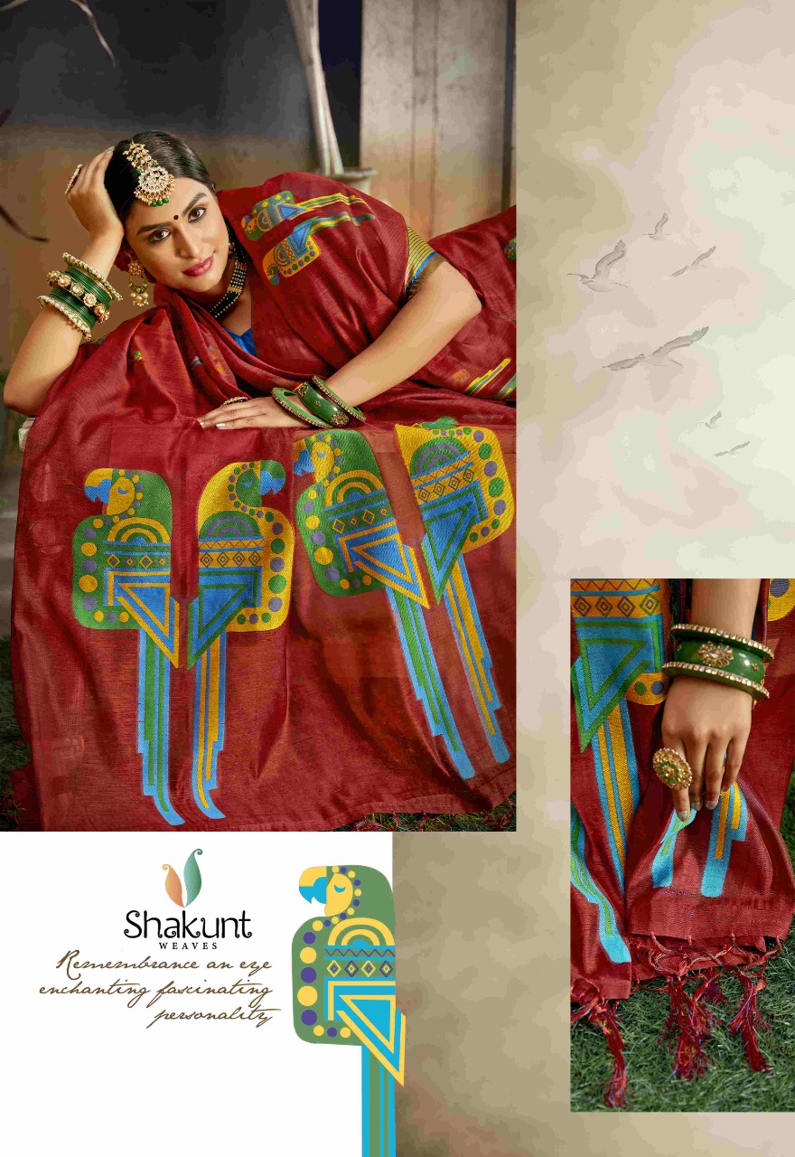 shakunt weaves Tota Mainacotton inovative print saree catalog