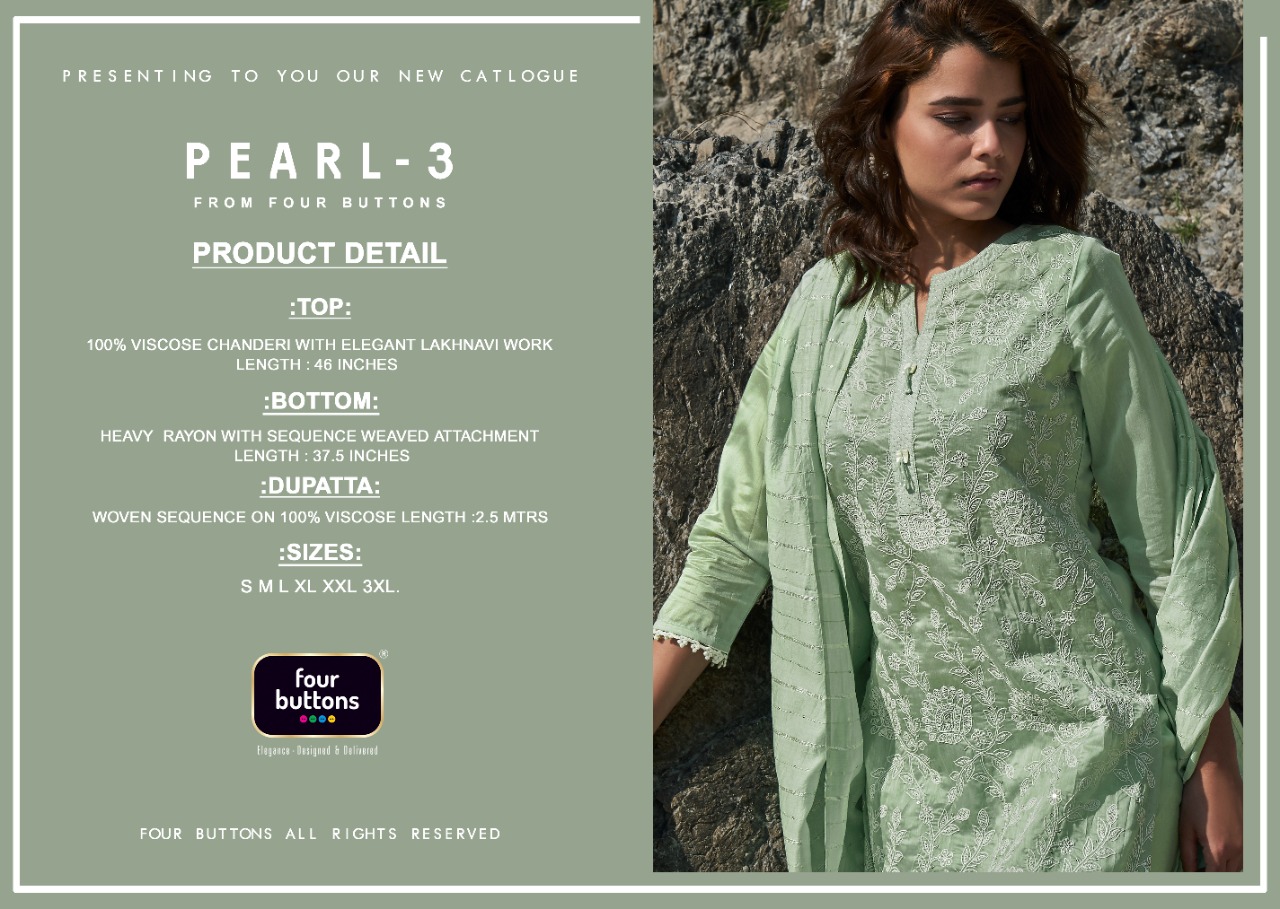 four buttons pearl 3 viscose gorgeous look kurti with bottom dupatta catalog