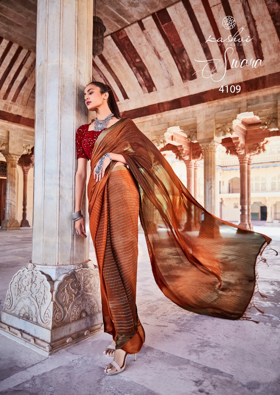 lt kashvi creation swara shiffon gorgeous look saree catalog