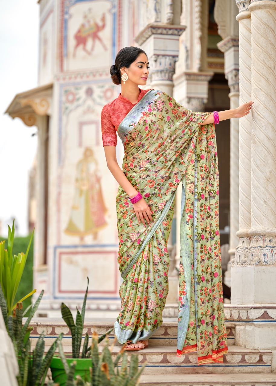 lt kashvi creation chitrangana Moss Satin Patta gorgeous look saree catalog