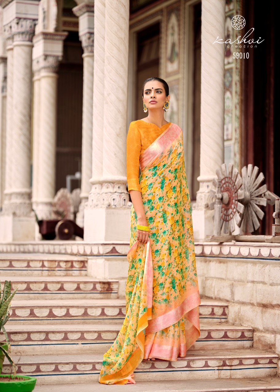 lt kashvi creation chitrangana Moss Satin Patta gorgeous look saree catalog