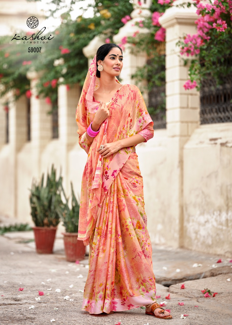 lt kashvi creation chitrangana Moss Satin Patta gorgeous look saree catalog