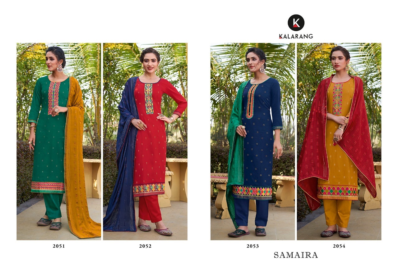 kalarang samaira jam silk cotton innovative look salwar suit catalog