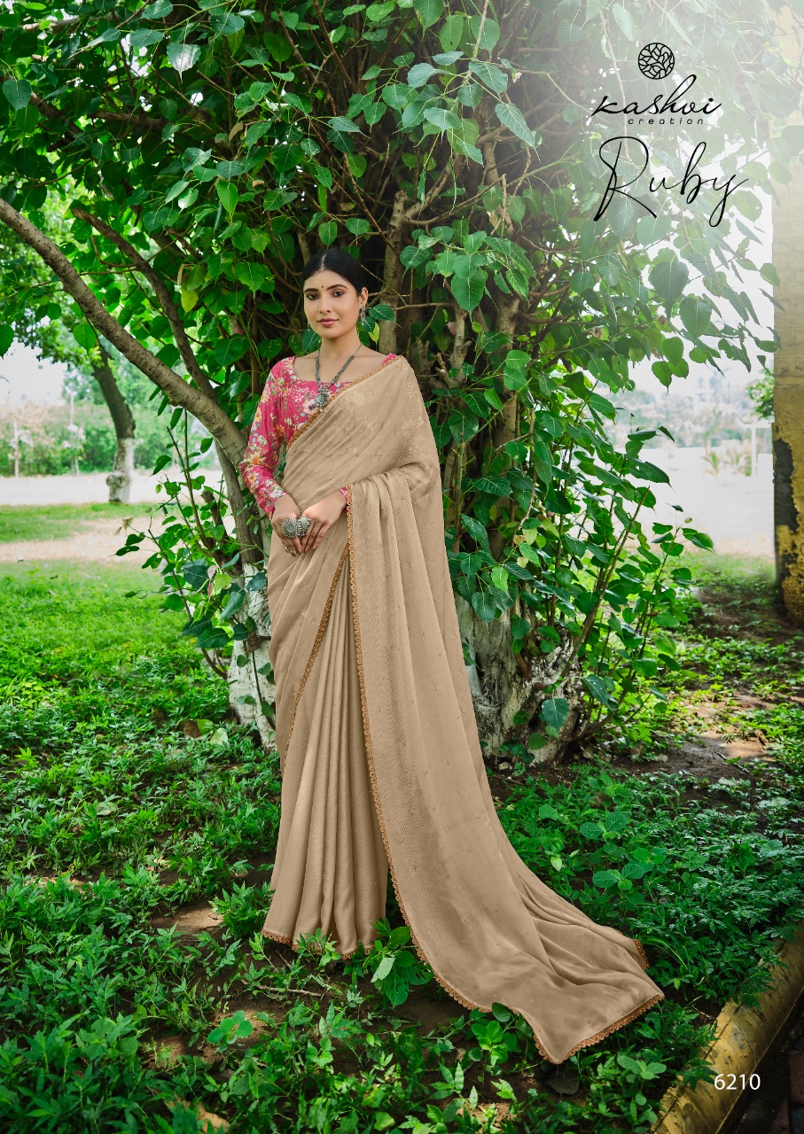 lt kashvi creation ruby Moss shiffon elegant print saree catalog