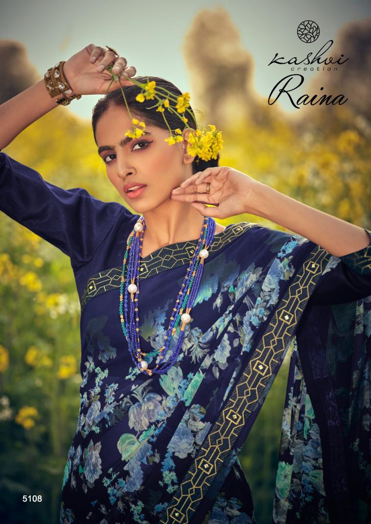 lt kashvi creation raina georgget elegant print saree catalog