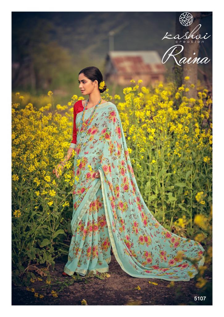 lt kashvi creation raina georgget elegant print saree catalog