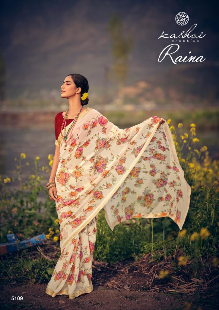 lt kashvi creation raina georgget elegant print saree catalog