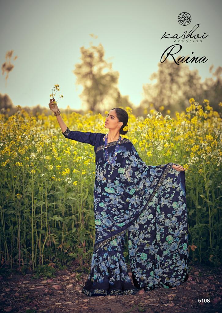 lt kashvi creation raina georgget elegant print saree catalog