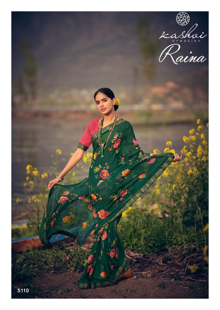 lt kashvi creation raina georgget elegant print saree catalog