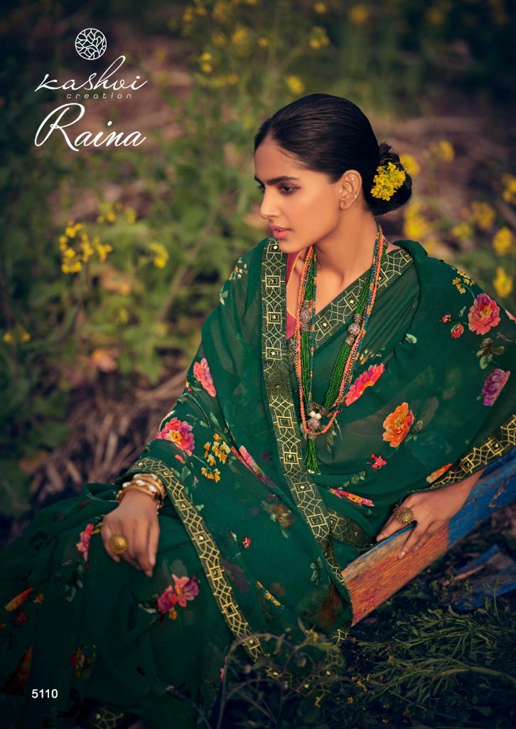 lt kashvi creation raina georgget elegant print saree catalog