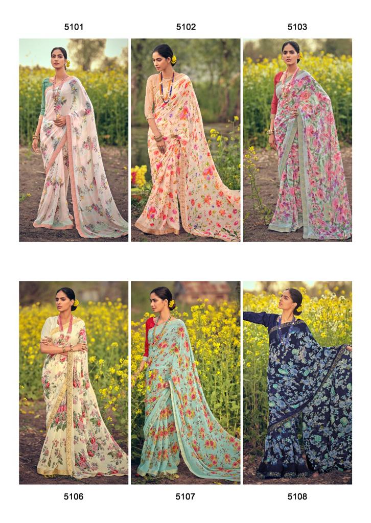 lt kashvi creation raina georgget elegant print saree catalog