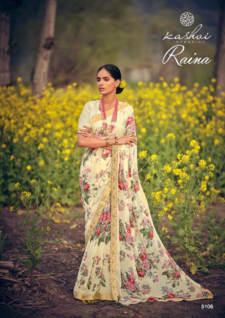 lt kashvi creation raina georgget elegant print saree catalog