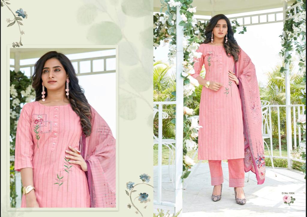 amaaya garments virtu vol 2 cotton decent embroidary look kurti with bottom and dupatta catalog