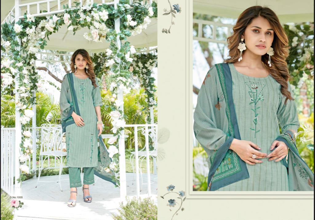 amaaya garments virtu vol 2 cotton decent embroidary look kurti with bottom and dupatta catalog