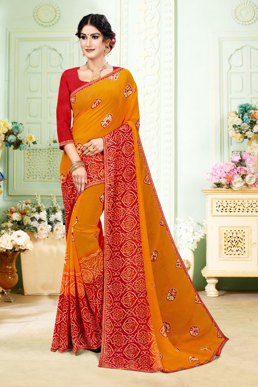 bansi patang chiffon gorgeous look saree catalog