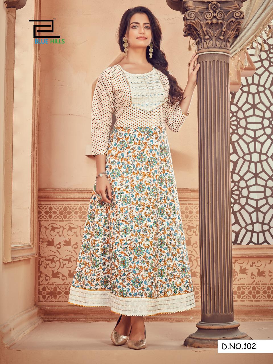 Blue hills ada vol 1 camric exclusive print anarkali kurti catalog