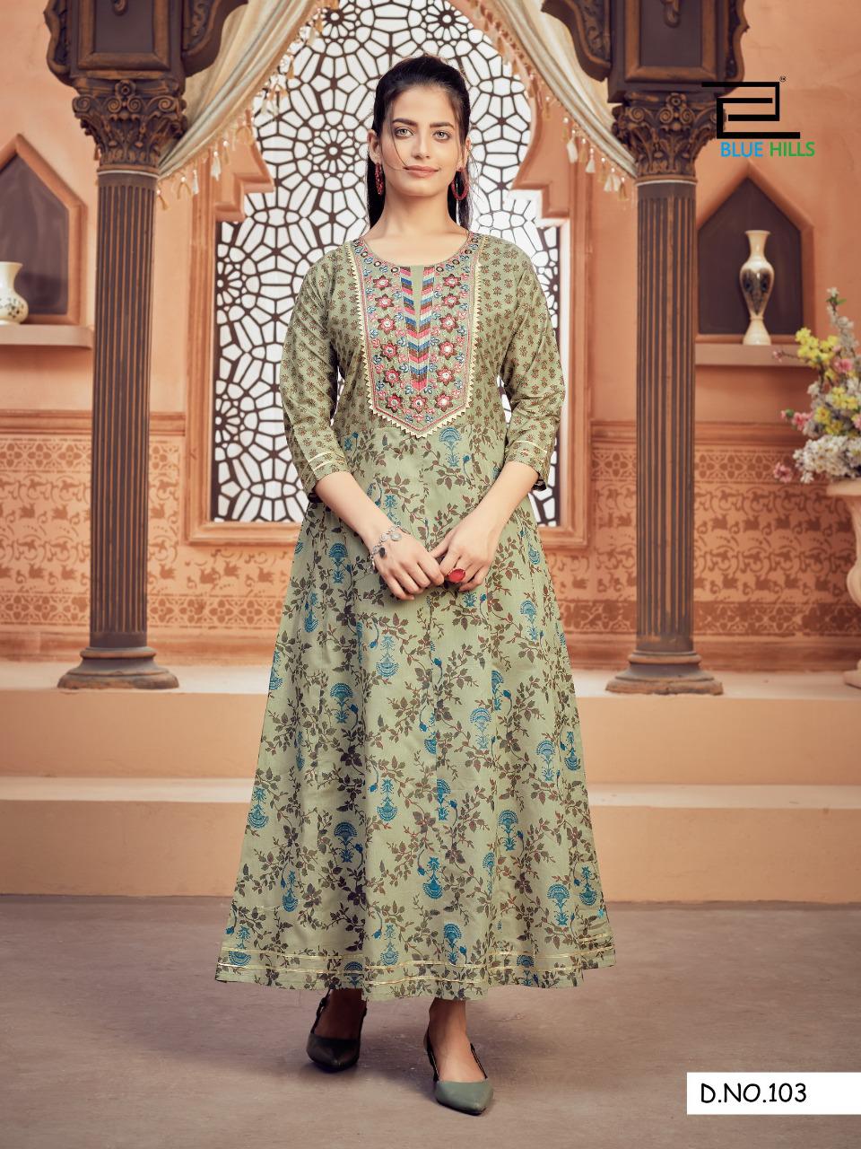 Blue hills ada vol 1 camric exclusive print anarkali kurti catalog