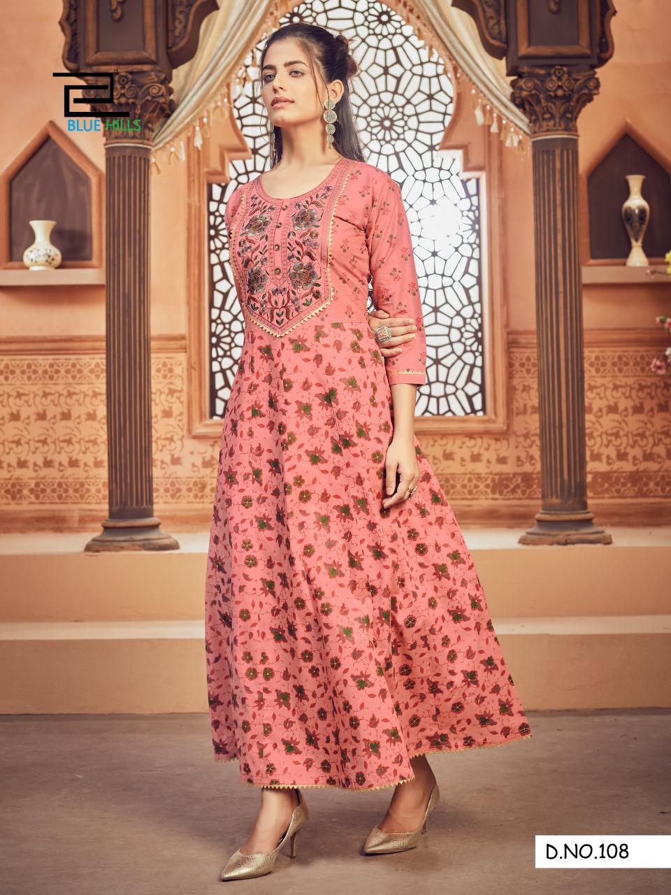 Blue hills ada vol 1 camric exclusive print anarkali kurti catalog