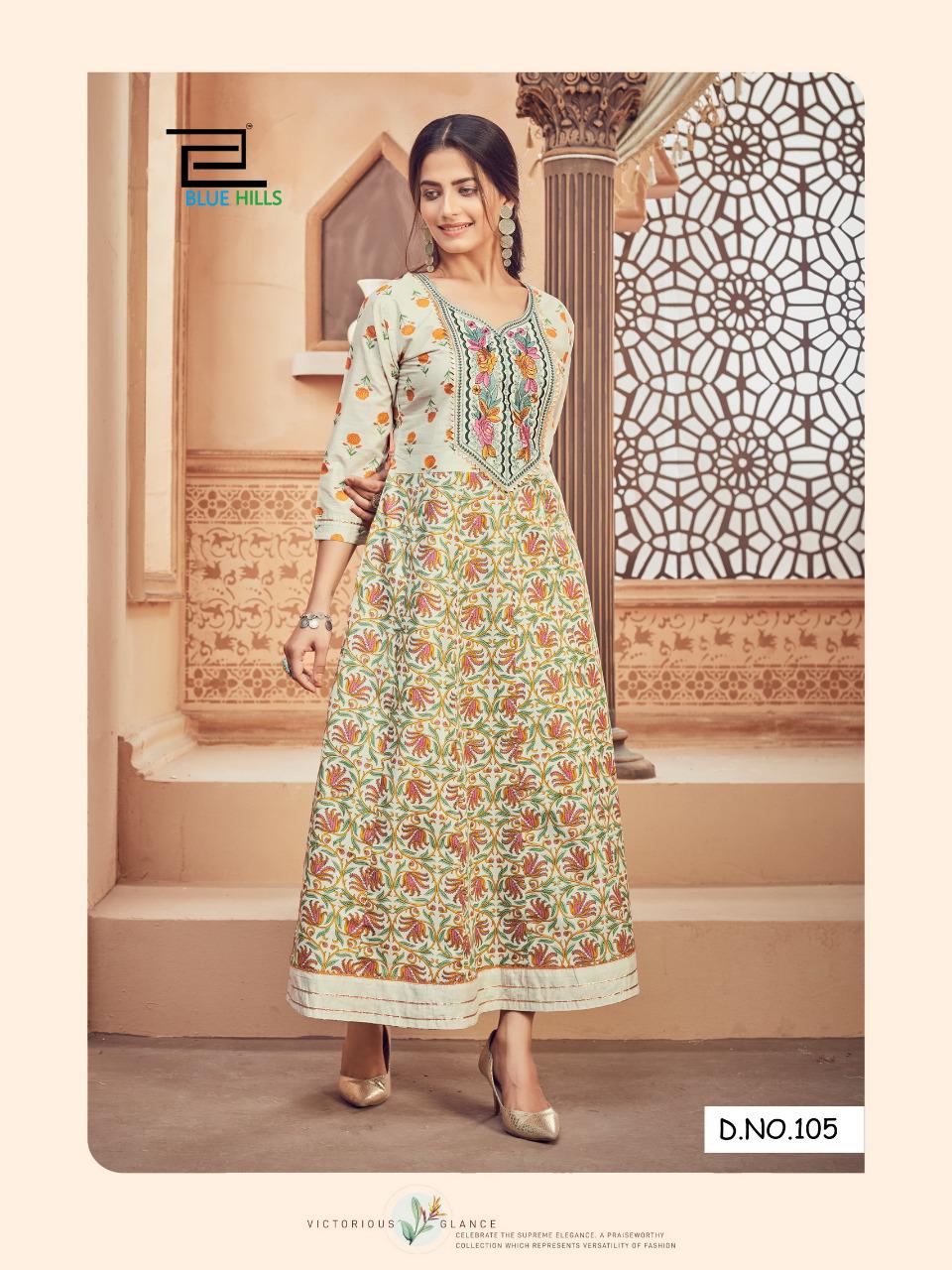 Blue hills ada vol 1 camric exclusive print anarkali kurti catalog