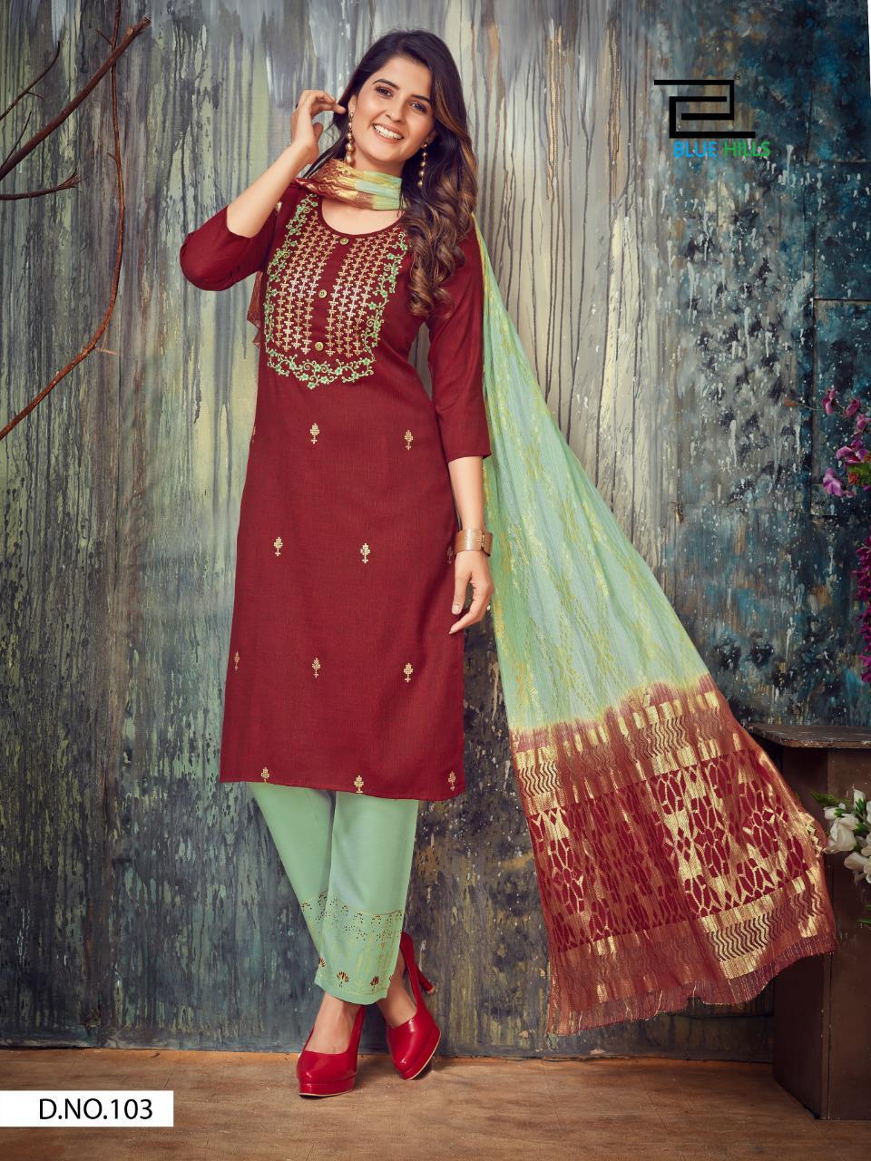 blue hills falak vol 1 rayon gorgeous look kurti Bottom with dupatta catalog