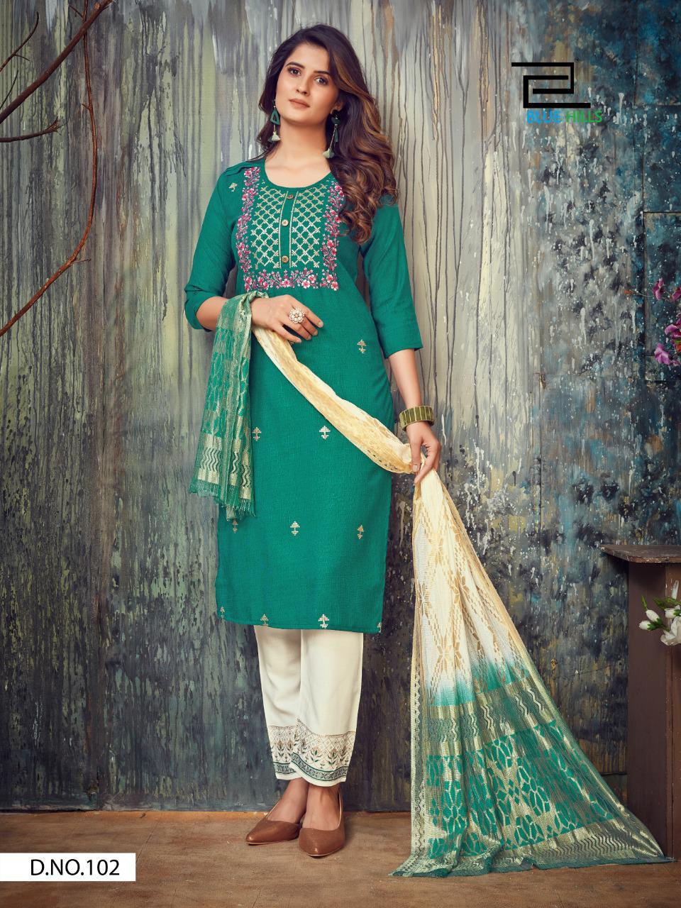 blue hills falak vol 1 rayon gorgeous look kurti Bottom with dupatta catalog