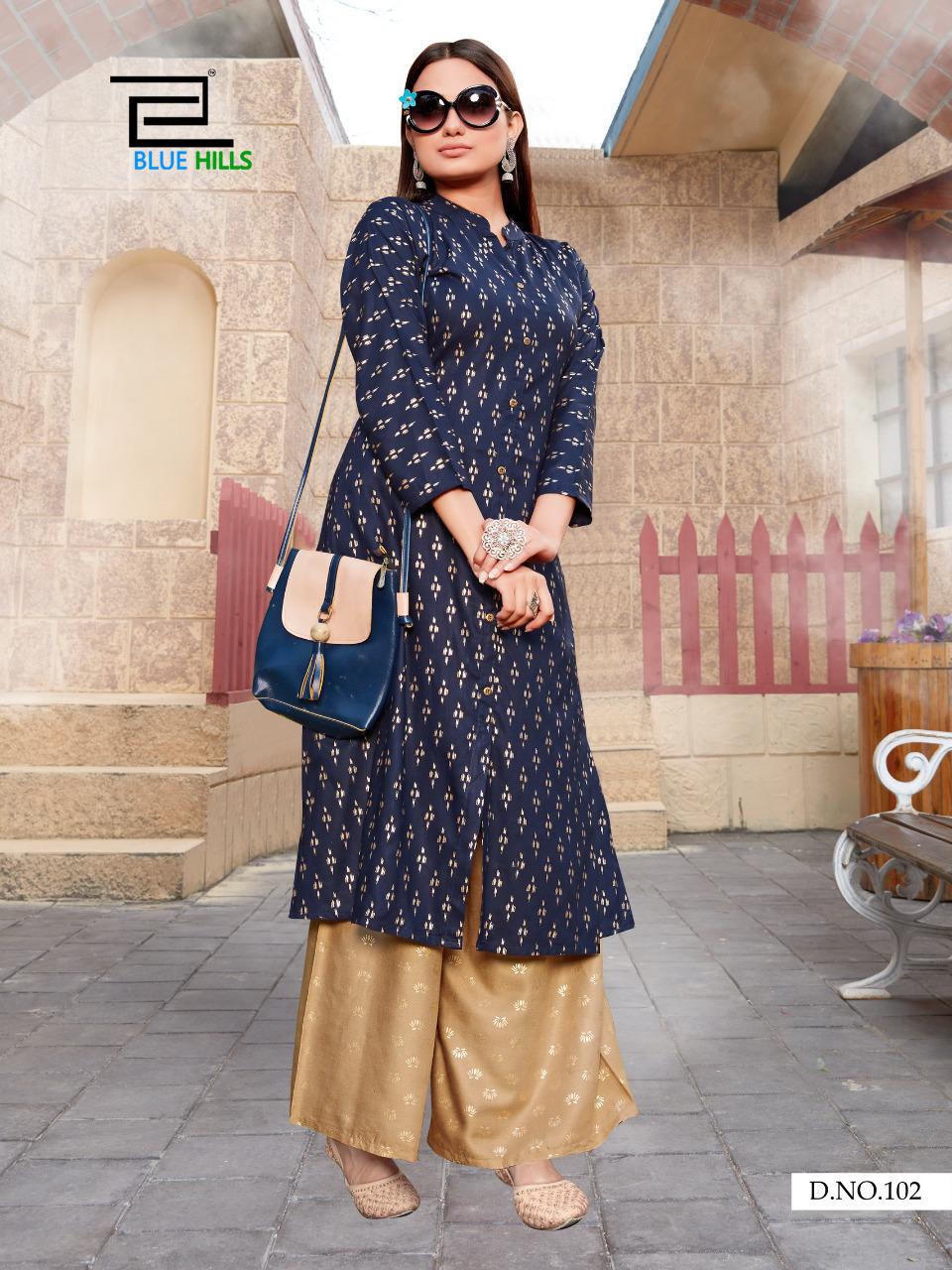 blue hills iktara vol 1 rayon gorgeous look kurti with plazzo catalog